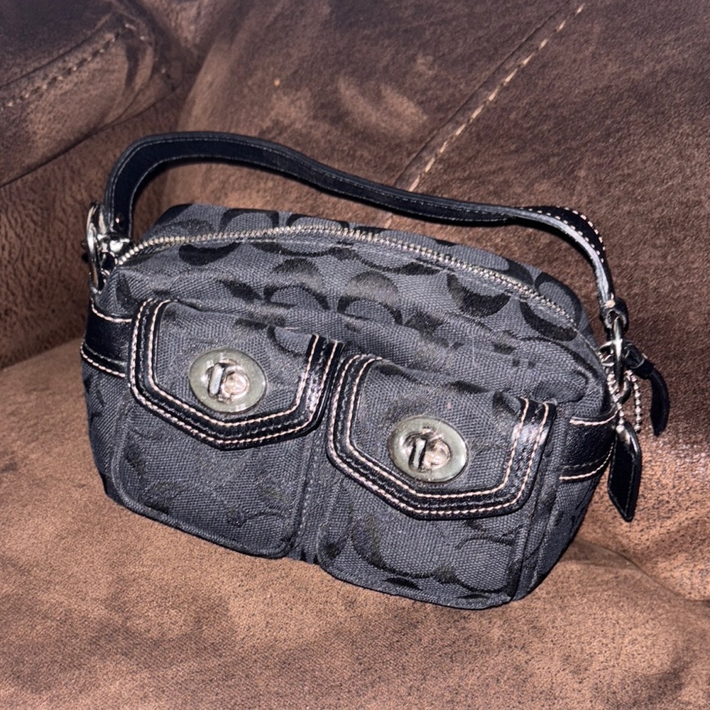 Coach Black Mini Bag with Quilted Texture